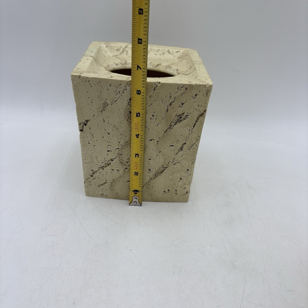 Croscill Quarry Faux Marble Tissue Box Cover Beige Stone Look Bathroom Decor - Picture 8 of 9